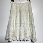 Sundance  Skirt Tulle Guipure Lace Overlay Knee Length A-Line Zip White 8 33" Photo 3