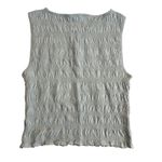 Madewell  Women's Smocked Boatneck Cotton Linen Blend Tank Top L Large Blue New Photo 4