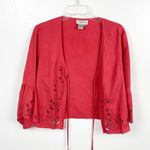 Adrianna Papell Red Linen Blend Dress With Matching Jacket Maxi Dress, Small Photo 11