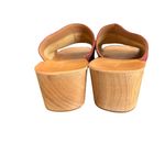 y2k vtg. Burgundy suede wedge mule sandals with wooden wedge heel size 8 Red Photo 5