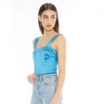 NWT 4SI3NNA Daniela satin teal bodysuit Blue Photo 1