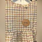 NWT BiBi SHORT SLEEVE TIERED LOOSE FIT MULTI PLAID MINI DRESS Photo 9
