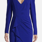 Parker  Black Label Clinton Cobalt Blue Ruffle Fitted Sheath Mini Dress Size 2 Photo 0