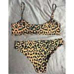 Pretty Little Thing  Leopard Cheetah Print Stretch Bikini Set 2 Piece Sz 12 Large Photo 5