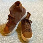 Frye  Lena Suede Leather High Top Lace Up Sneakers  Camel Brown Size 5.5 Photo 3