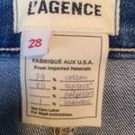 L'Agence Kendra High Rise Crop Flare Jeans Zip Raw Hem Regal Coated Women's 28 Photo 4