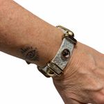 Tasha Silver metallic leather rhinestone bracelet Photo 7