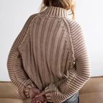 Free People  Sweater Sweetheart Chunky Rib Knit Pullover Tan mock neck sweater Photo 1