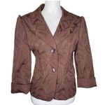 Worthington Brown Peaked Lapel Cropped Puffed Shoulder 3/4 Sleeve Blazer 16 Photo 0