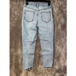 OAT High Rise Straight Crop Button Fly Raw Hem light wash Jeans Sz 25 #749 Blue Photo 2