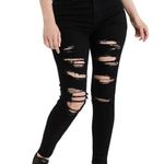 American Eagle  Jeans Curvy Distressed High Rise Jeggings Black Size 2 Photo 0