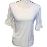 J.Crew Mercantile Cream White Ruffled Bell Short Sleeve Top Blouse Knit Photo 1