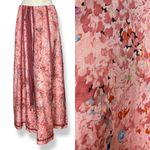 Vintage 70s Chessa Davis Skirt Maxi Hippie Floral Fringe Trim Peasant Pink Retro Photo 2