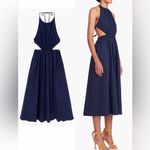 STAUD NEW  Vanessa Cut-out Maxi Back Tie Halter Dress in navy blue Size XL Photo 2