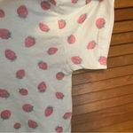 Z Supply  Short Sleeve White/Strawberries Round Neck Cropped Shirt Size Small Photo 4