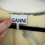Ganni  Pale Butter Yellow Floral Pleated Georgette Mini Dress Size Medium Photo 3