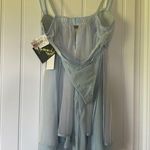 NWT Blue Lace Chemise Set Size M Photo 4