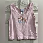 Mighty fine  Pink Ribbed Cherub Crop Tank Top - Size Large - VGUC Photo 0