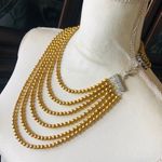 Handcrafted six strand golden Czech glass pearl necklace Gold Photo 2