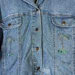 Bill Blass  Denim Shirt Womens XL Palm Tree Embellished Stretch Boho Western Y2K Photo 2