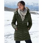 Eddie Bauer • Sun Valley Down Parka green puffer quilted hood faux fur trim 650 Photo 4