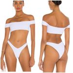 Lovers + Friends  Tess Off The Shoulder High Waist Bottoms Textured Bikini Set S Photo 1