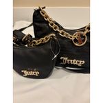 Juicy Couture ‎ Black Embossed Logo Chain Strap Hobo Bag Purse Set 2 Piece Photo 1