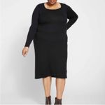 Universal Standard  Foundation black ribbed long sleeve square midi dress NEW 12 Photo 10