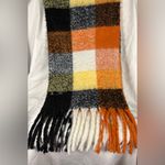 Urban Outfitters Maxwell Black Orange and White Plaid Scarf Photo 5