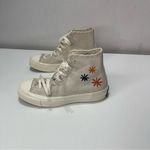 Converse All Star Chuck Taylor Wmn 6.5 Embroidered Floral Cream Leather Suede White Photo 2