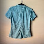 The North Face Vapor Wick Hiking Shirt Womens Medium Blue Stretch Fabric Polo Photo 4