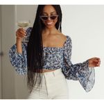 Fame and Partners  The Willet Blue Floral Cropped Top size 12 Photo 0