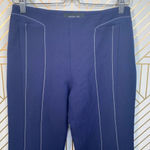 Derek Lam ‎ Contrast-Seam Flare Trousers Navy Blue Photo 4