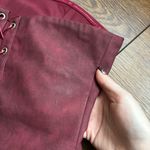 Tic Toc  Embroidered Burgundy Faux Leather Corset Top Photo 3