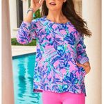 Lilly Pulitzer  Beach Comber Pullover Lilac Rose Just a Lil Jelly Medium EUC Photo 3