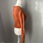 Elodie Pumpkin Spice Burnt Orange Eyelash Knit Wrap Front Crop Top Photo 1