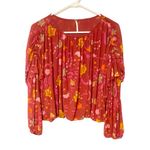Free People  Size XS Floral Wildflower Honey Blouse Top Berry Combo Photo 0