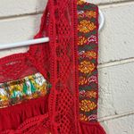 Free People  Embroidered Red Top size S Photo 3