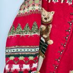 Vintage Tiara Red Cardigan Sweater 2000 Teddy Bear Fair Isle plus size 18/ 20 Photo 2