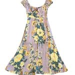 Reformation  Cordelia Floral Print Dress Midi Length Slit Off-Shoulder Size 0 Photo 0