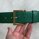 DOMINO De Micheli Italy Vintage Green Leather Belt Solid Brass Buckle Size 29 Photo 8
