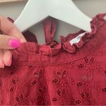 Madewell Pieced Eyelet Mockneck Ruffle Top Red Sz Small Photo 8