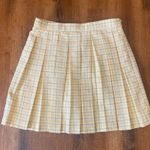 Cali 1850  Skirt XS Yellow White Plaid Skater A-line Lined Preppy Zip Side Short Photo 0