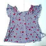 Lane Bryant Top Size 14/ 16 Checkered Red Stars Smocking July 4 Labor Da… Photo 3