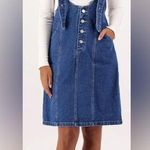 Cloud Ten  Blue Denim Overall Casual Cotton Mini Dress Women’s Size large Photo 0