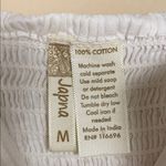 Japna  Women’s Boho Cottage Eyelet Lace White Smocked Back Ruffle Hem Tank Dress Photo 7