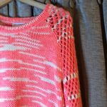 525 America  Pink Pink Open Knit Sleeve Wool Blend Crewneck Sweater Size Small Photo 7