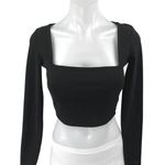 ZARA Women's Black Long Sleeve Square Neck Blouse T Shirt Tee Crop Top Size M Photo 0