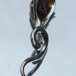 Classic Sterling Silver Snake Pendant With Baltic Amber Stone And Looping Tail Photo 6