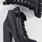 Schutz NEW  Zara Lace Up Combat Style Block Heel Booties Leather Booties Size 7.5 Photo 9